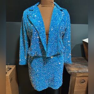 Southern Fried Chics Sequin Moto Jacket with matching skirt 3XL / 18 worn once